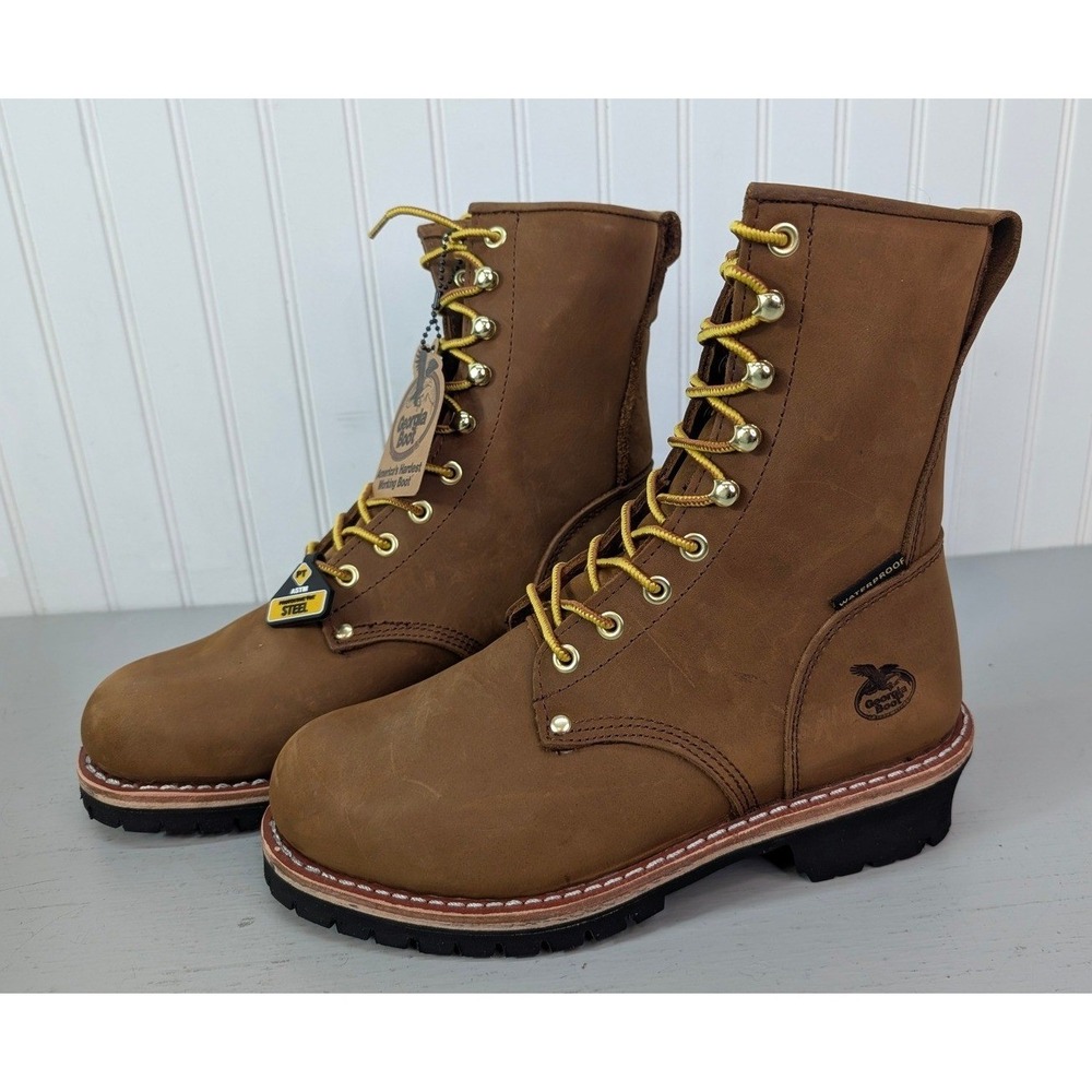Georgia Logger Boots Men GB00065 400G Waterproof Insulated Steel Toe Size 9M NOB